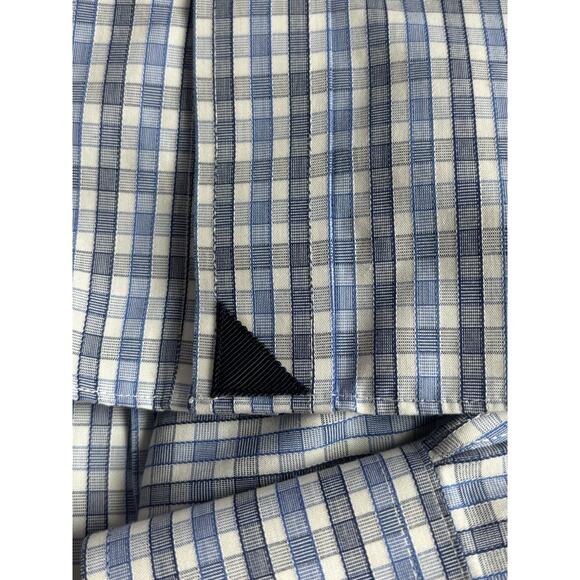 Untuckit Mens Shirt XXL Blue White Plaid Long Sleeve Business Casual Stretch - Picture 5 of 8